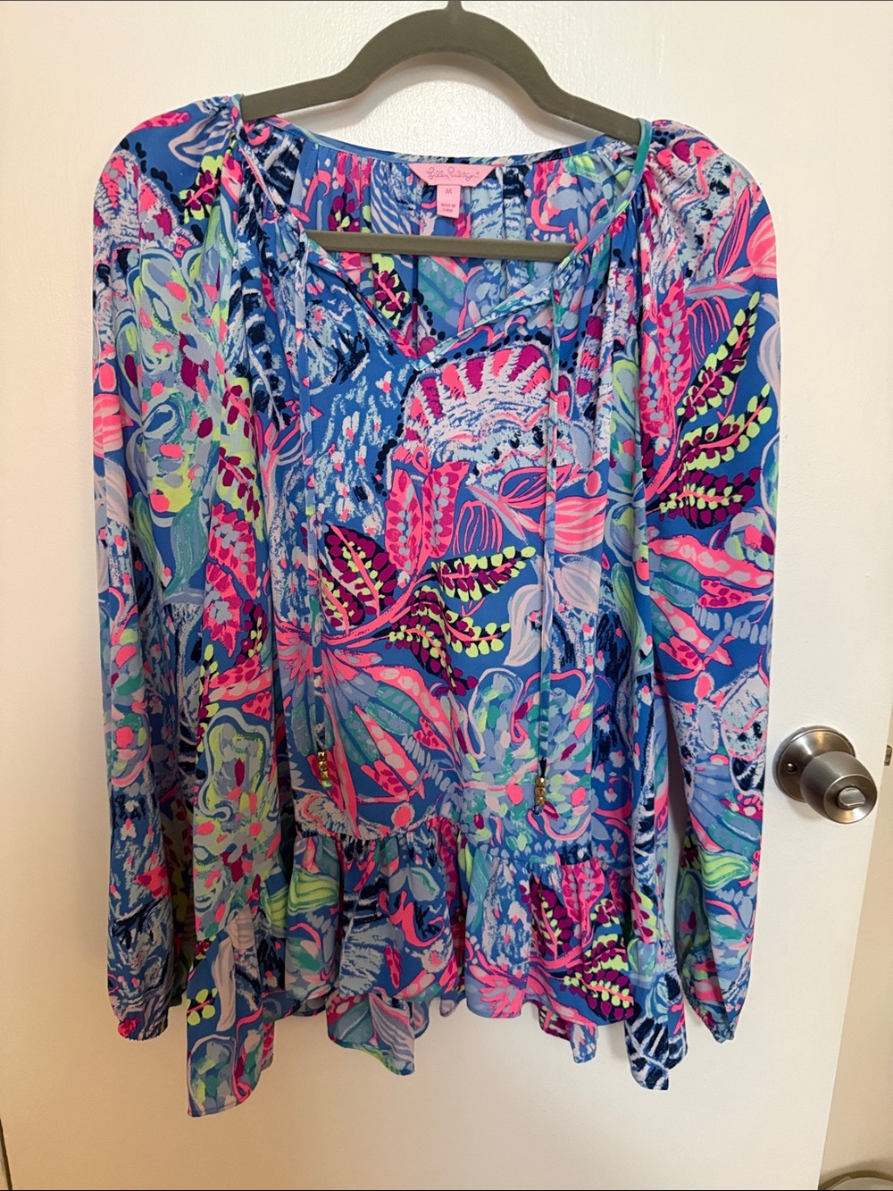 Lilly Pulitzer Blue Multicolor Floral-Paisley Tunic